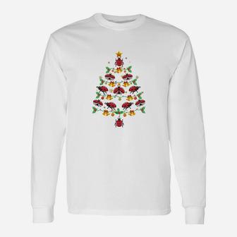 Ladybug Xmas Tree Lights Insect Entomologist Ugly Christmas Long Sleeve T-Shirt | Seseable CA
