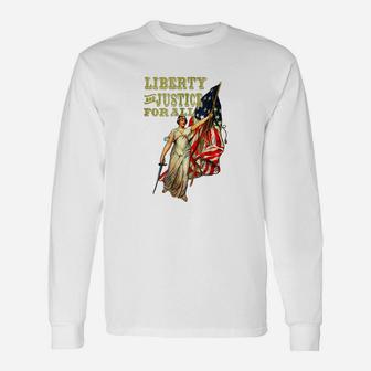 Liberty And Justice For All Us Flag Long Sleeve T-Shirt - Seseable