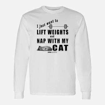 Lift And Cat Nap Long Sleeve T-Shirt - Seseable