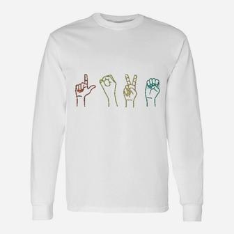 Love Asl Sign Language Alphabet Valentines Day Idea Long Sleeve T-Shirt - Seseable