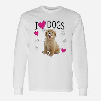 I Love Dogs Golden Labrador Retriever Long Sleeve T-Shirt - Seseable