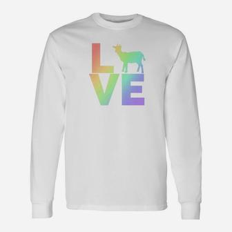I Love Goats Vintage Look Rainbow Goa Long Sleeve T-Shirt - Seseable