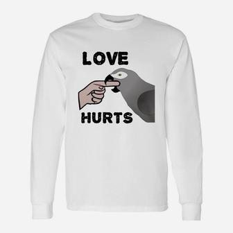 Love Hurts African Grey Parrot Long Sleeve T-Shirt - Seseable