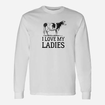 Love My Ladies Vintage Cow Dairy Farmer Gif Long Sleeve T-Shirt - Seseable