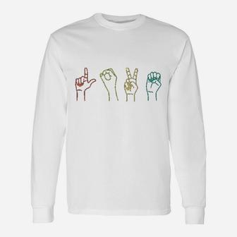 Love Sign Language Alphabet Valentines Day Long Sleeve T-Shirt - Seseable