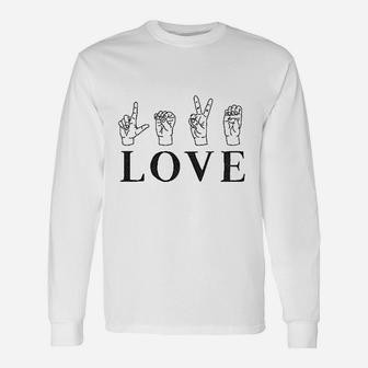 Love Sign Language Cute Asl Valentine's Day Long Sleeve T-Shirt - Seseable