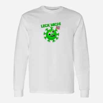 Lustiges Comic Virus Langarmshirts Leck mich, Unisex Weiß - Seseable