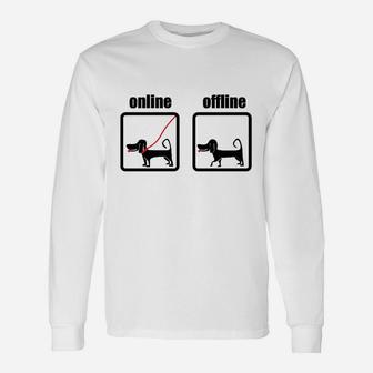 Lustiges Dackel-Hund Langarmshirts, Online/Offline Motiv für Internetfans - Seseable