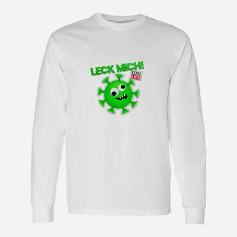 Lustiges Virus-Motto Langarmshirts Leck mich am Ärmel, Cartoon-Design - Seseable