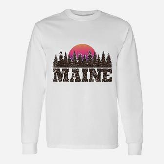 Maine Retro Vintage Long Sleeve T-Shirt - Seseable