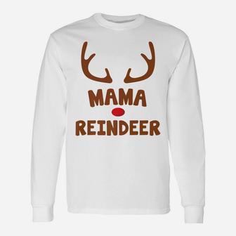 Mama Christmas Reindeer Face Costume Long Sleeve T-Shirt - Seseable