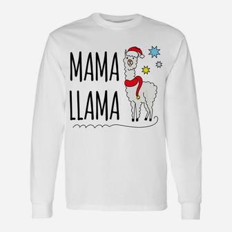 Mama Llama Christmas Matching Mom Long Sleeve T-Shirt - Seseable