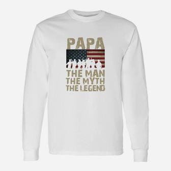 The Man Myth Legend Papa Shirts Men Veteran Army Long Sleeve T-Shirt - Seseable