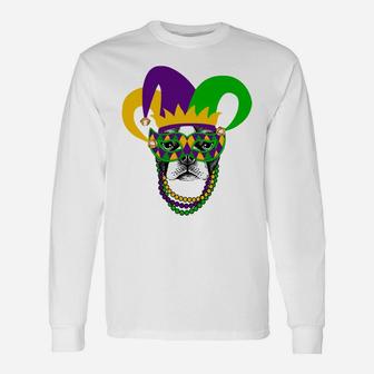 Mardi Gras Boston Terrier Dog Cute Mardi Gras Long Sleeve T-Shirt - Seseable