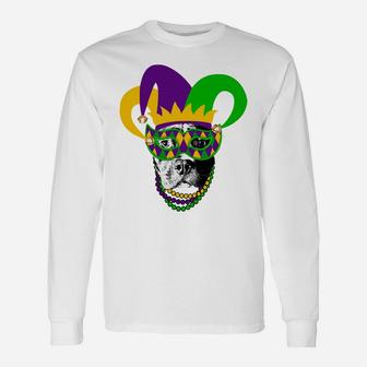 Mardi Gras Pitbull Dog Cute Mardi Gras Long Sleeve T-Shirt - Seseable