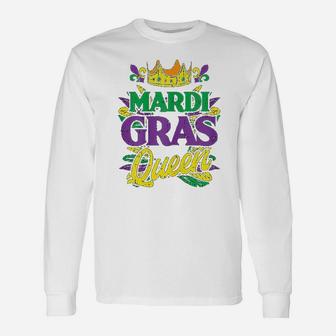 Mardi Gras Queen Crown Mardi Gras Carnival Long Sleeve T-Shirt - Seseable