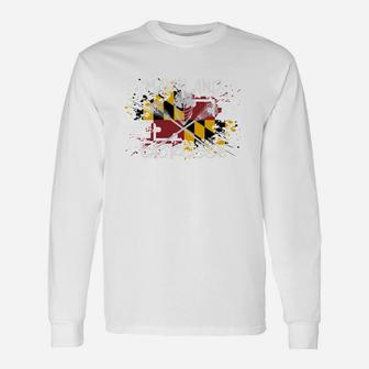 Maryland Lacrosse For Dad Sticks Crossed Lax Flag Long Sleeve T-Shirt - Seseable
