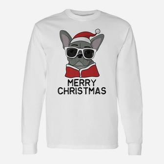 Merry Christmas Santa Dog French Bulldog Lovers Long Sleeve T-Shirt - Seseable