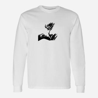 Minimalistisches Baum-Design Unisex Langarmshirts in Weiß, Öko-Mode - Seseable