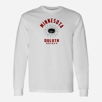 Minnesota Duluth Hockey Vintage Hockey Puck Bulldogs Long Sleeve T-Shirt - Seseable