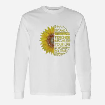 Montessori Preschool Teacher Sunflower Long Sleeve T-Shirt - Seseable