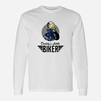 Motorbike Boys Girls Daddys Little Biker Long Sleeve T-Shirt - Seseable