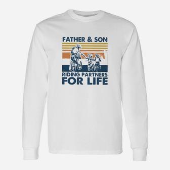 Motorcycle Father And Son Riding Partners For Life Long Sleeve T-Shirt - Seseable