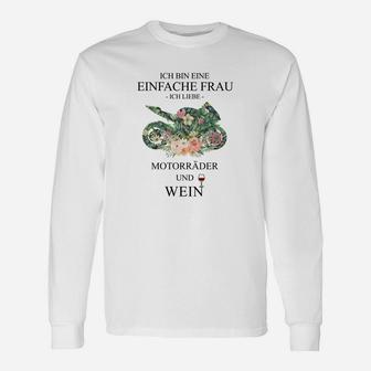 Motorrad & Wein Frauen Langarmshirts Einfache Frau Motiv - Seseable