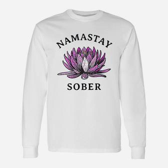 Namastay Sober Na Aa 12 Step Recovery Long Sleeve T-Shirt - Seseable