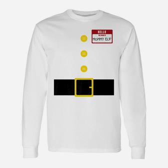 My Name Is Mommy Elf Matching Christmas Tee Long Sleeve T-Shirt - Seseable
