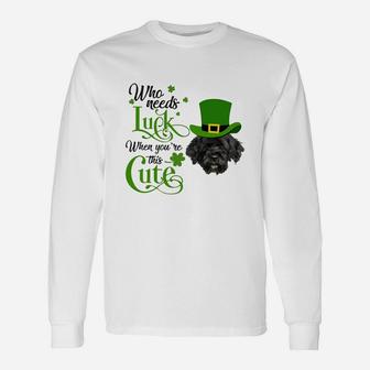 Who Needs Luck When You Are This Cute Portuguese Water Dog St Patricks Day Dog Lovers Long Sleeve T-Shirt - Seseable