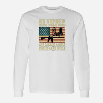 My Nephew Wears Combat Boots Proud Army Uncle Long Sleeve T-Shirt - Seseable
