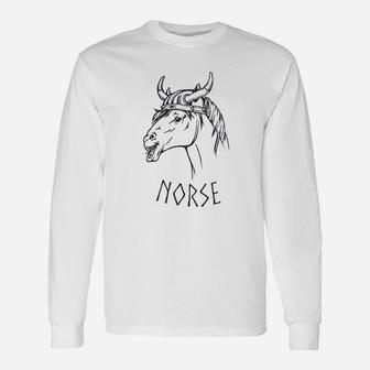 Norse Norwegian Scaninavian Horse Pun Dad Joke Norway Long Sleeve T-Shirt - Seseable