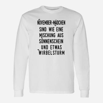 November-Mädchen Sonnenschein & Wirbelsturm Zitat Langarmshirts, Geistreiches Design - Seseable