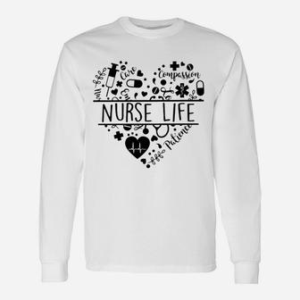 Nurse Life Heart, funny nursing gifts Long Sleeve T-Shirt - Seseable