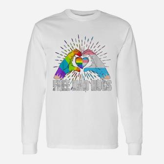 Official Free Dad Hugs Rainbow Lgbt Trans Gay Pride Fathers Day Long Sleeve T-Shirt - Seseable