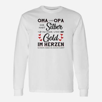 Oma und Opa Herzdesign Langarmshirts in Silber und Gold - Seseable