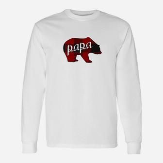 Papa Bear Flannel Shirts Bear Long Sleeve T-Shirt - Seseable