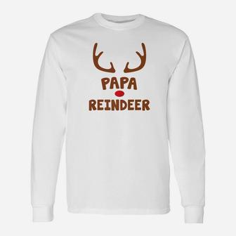 Papa Christmas Reindeer Face Costume Long Sleeve T-Shirt - Seseable