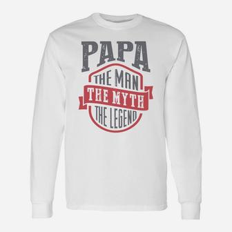 Papa The Legend Farthers Day Long Sleeve T-Shirt - Seseable