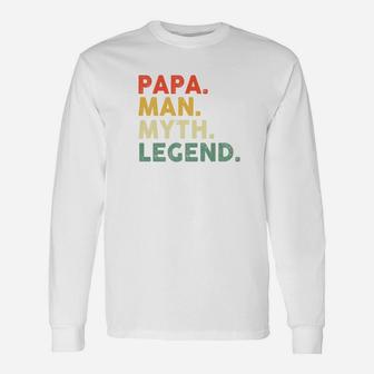 Papa Man Myth Legend Shirt Dad Father Retro P Long Sleeve T-Shirt - Seseable