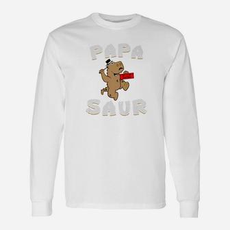 Papa Saur Dad Shirt Daddy Tools Dinosaur Toolbox Long Sleeve T-Shirt - Seseable