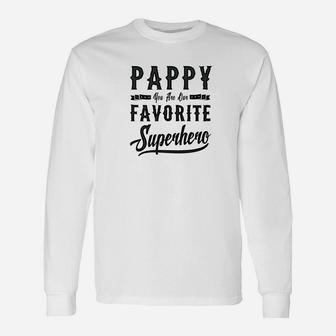 Pappy Superhero Fathers Day Dad Grandpa Men Long Sleeve T-Shirt - Seseable