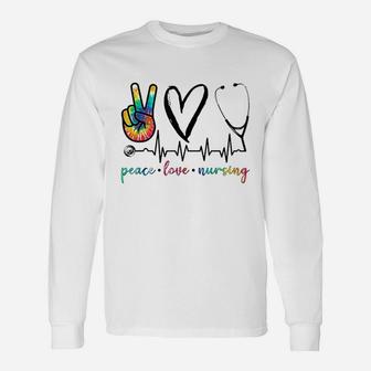 Peace Love Nurse Tie Dye Long Sleeve T-Shirt - Seseable