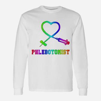 For Phlebotomist Phlebotomy Butterfly Needle Heart Long Sleeve T-Shirt - Seseable