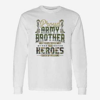 Proud Army Brother Long Sleeve T-Shirt - Seseable