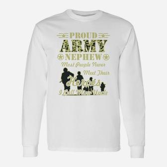 Proud Army Nephew Long Sleeve T-Shirt - Seseable