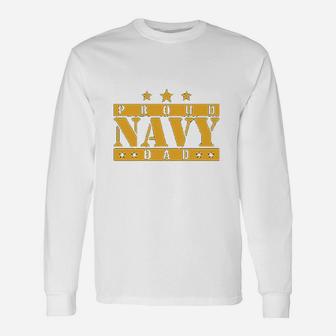 Proud Navy Dad Long Sleeve T-Shirt - Seseable