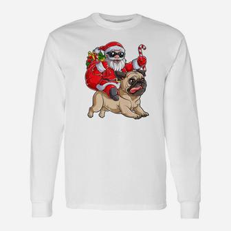 Pug Christmas Shirt Santa Claus Riding Pugmas Dog Xmas Boys Long Sleeve T-Shirt | Seseable UK