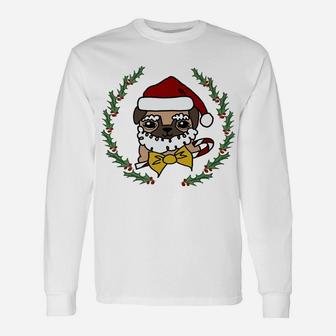 Pug Dog Christmas Santa Long Sleeve T-Shirt - Seseable